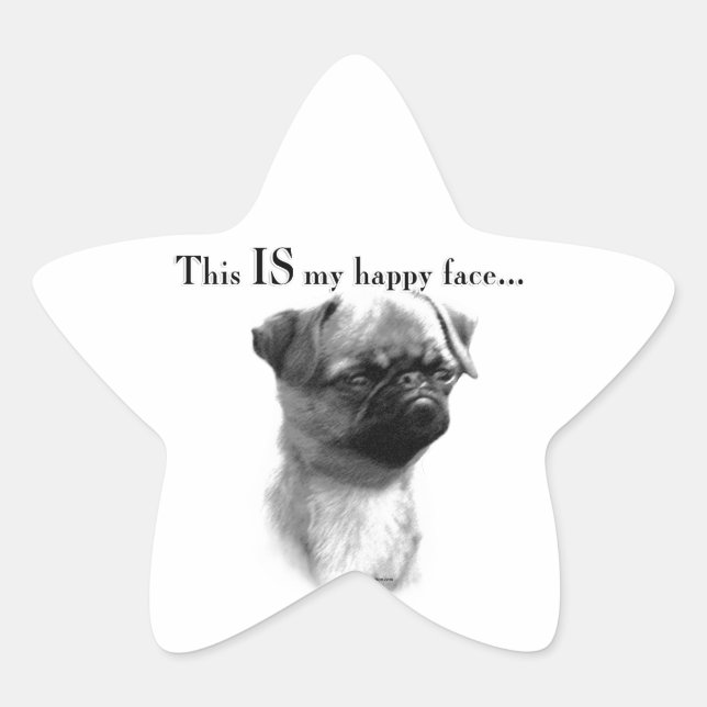 Brussels Griffon Happy Face Star Sticker (Front)