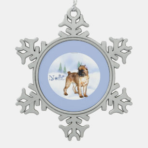Brussels Griffon Noel Snowflake Pewter Christmas Ornament
