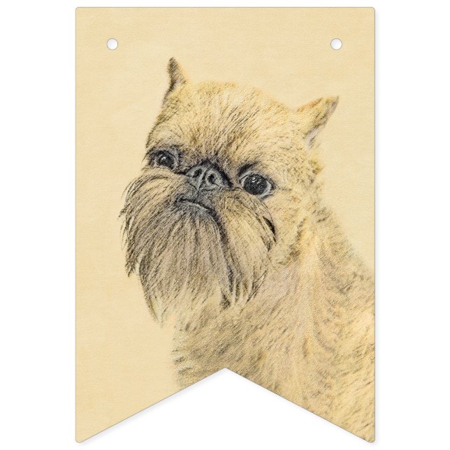 Brussels Griffon Painting - Cute Original Dog Art Bunting (First Flag)