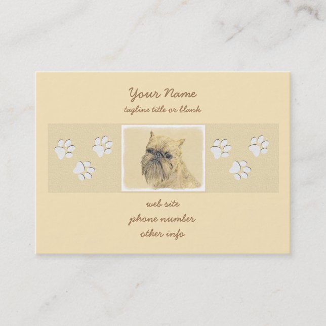 Brussels Griffon Painting - Cute Original Dog Art Business Card (Front)