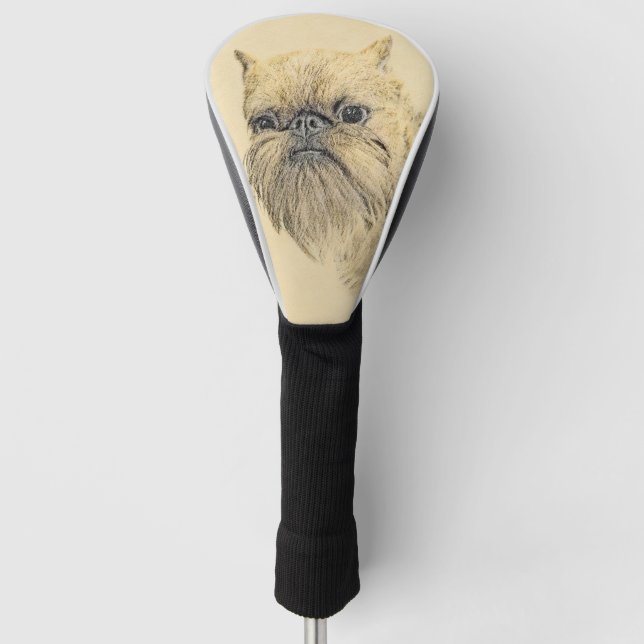 Brussels Griffon Painting - Cute Original Dog Art Golf Head Cover (Front)