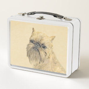 Brussels Griffon Painting - Cute Original Dog Art Metal Lunch Box