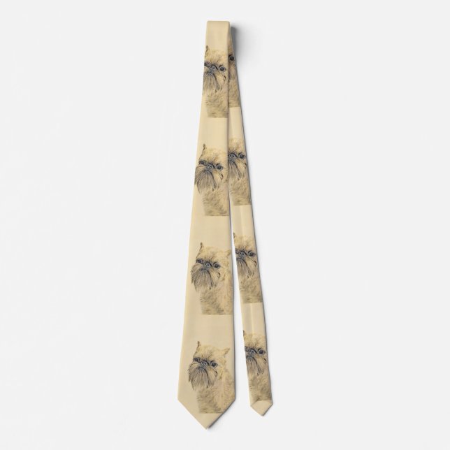 Brussels Griffon Painting - Cute Original Dog Art Tie (Front)