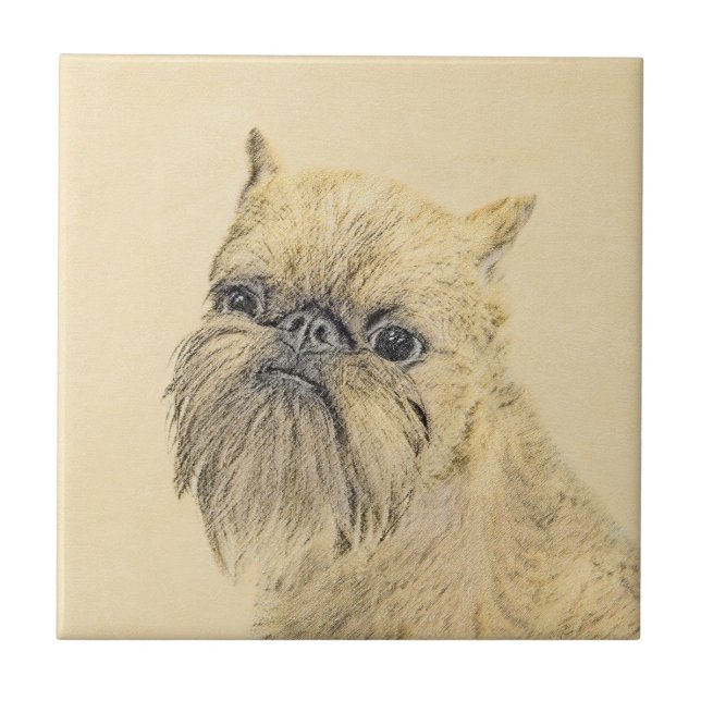 Brussels Griffon Painting - Cute Original Dog Art Tile (Front)