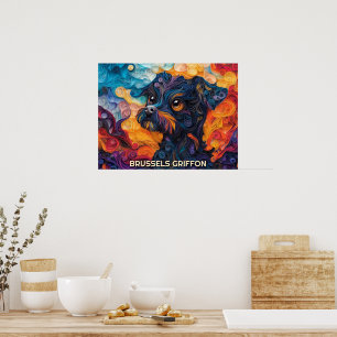 Brussels Griffon Paper Quilling Art Dog Portrait Poster