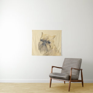 Brussels Griffon Rough Painting - Original Dog Art Tapestry