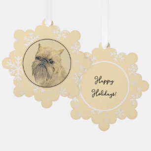 Brussels Griffon Rough Painting - Original Dog Art Tree Decoration Card