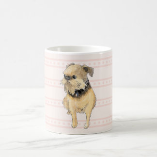 Brussels Griffon Sitting Watercolour in Pink Coffee Mug