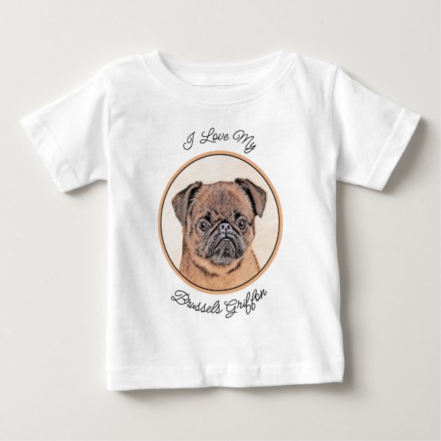 Brussels Griffon Smooth Painting Original Dog Art Baby T-Shirt (Front)