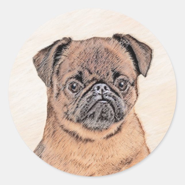 Brussels Griffon Smooth Painting Original Dog Art Classic Round Sticker (Front)
