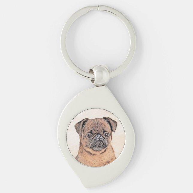 Brussels Griffon Smooth Painting Original Dog Art Key Ring (Front)