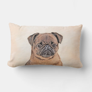 Brussels Griffon Smooth Painting Original Dog Art Lumbar Cushion