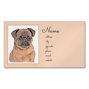 Brussels Griffon Smooth Painting Original Dog Art Magnetic Business Card