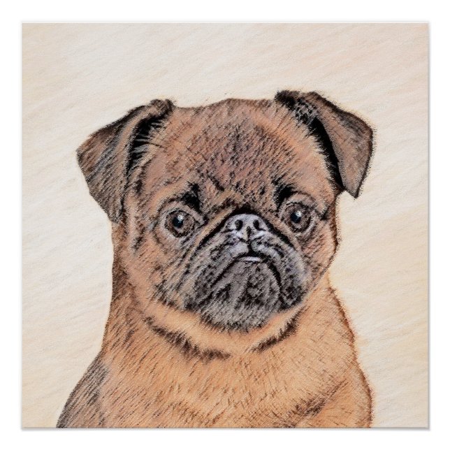 Brussels Griffon Smooth Painting Original Dog Art Poster (Front)