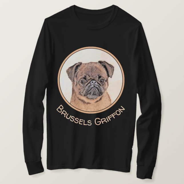 Brussels Griffon Smooth Painting Original Dog Art T-Shirt (Design Front)