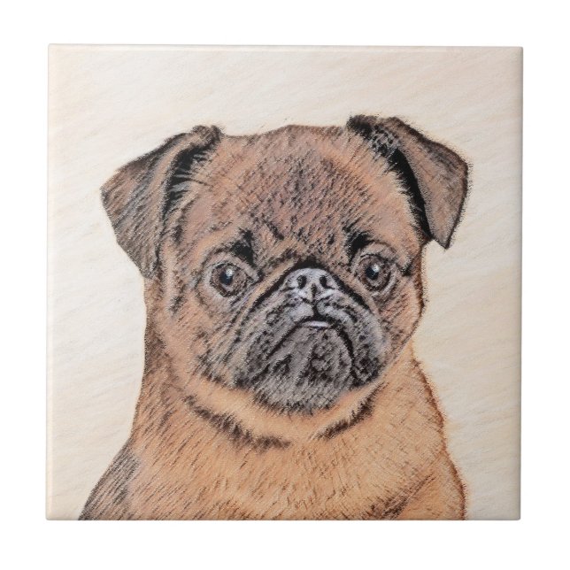 Brussels Griffon Smooth Painting Original Dog Art Tile (Front)