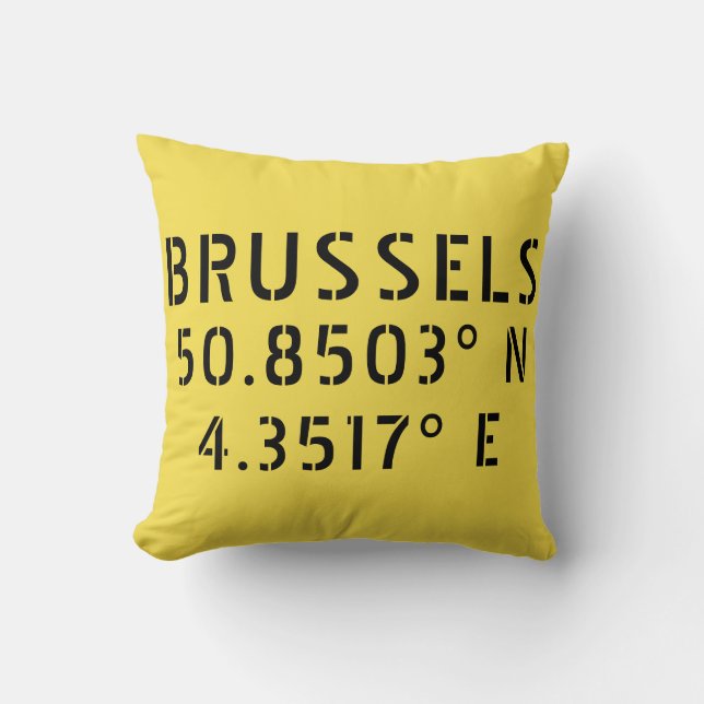 Brussels Latitude Longitude Cushion (Front)