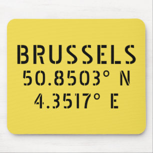 Brussels Latitude Longitude Mouse Pad