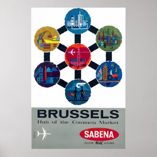 Brussels Print Belgium Art Sebena Travel Poste