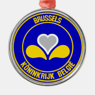 Brussels Round Emblem Metal Tree Decoration