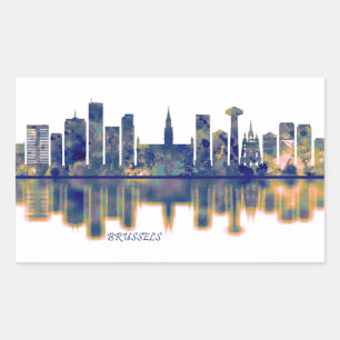 Brussels Skyline Rectangular Sticker