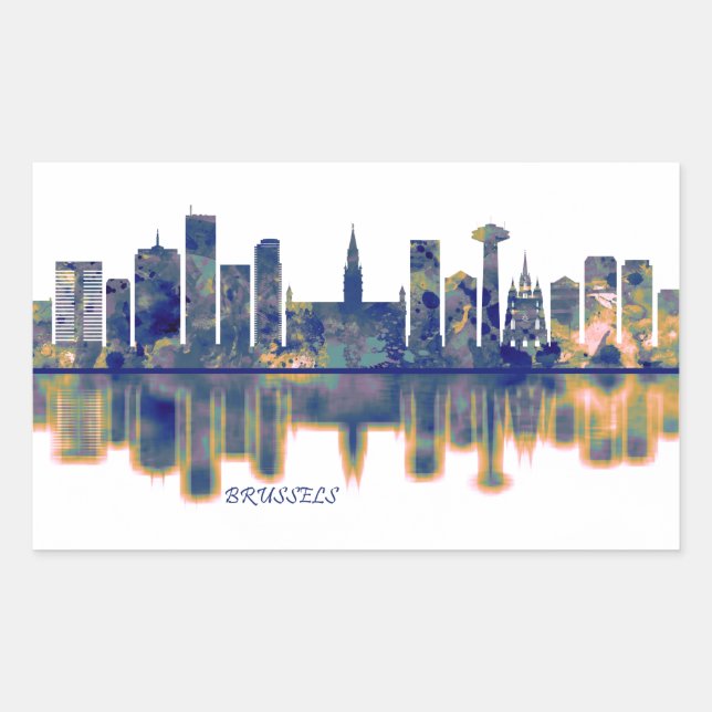 Brussels Skyline Rectangular Sticker (Front)
