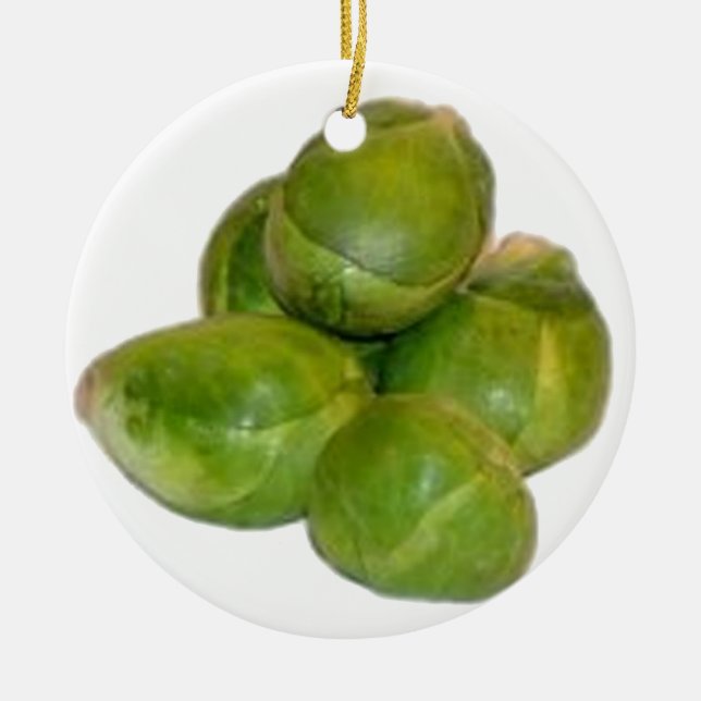 Brussels Sprouts Ceramic Tree Decoration (Front)