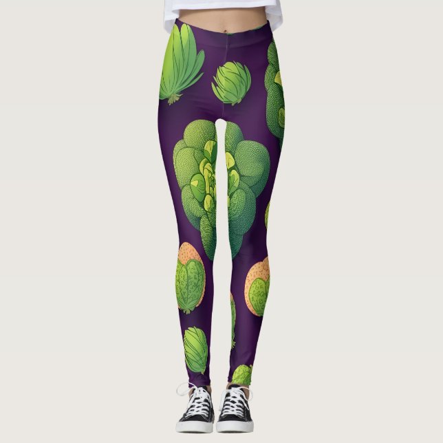 Brussels sprouts Retro Personalised Pattern Leggings (Front)