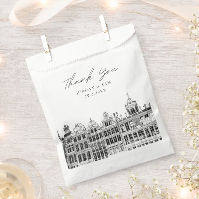 Brussels Wedding Personalised Photo Favour Bags (Clipped)