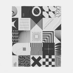 Brutalism Art: Vintage Geometric Patterns Fleece Blanket