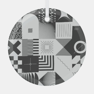 Brutalism Art: Vintage Geometric Patterns Glass Tree Decoration