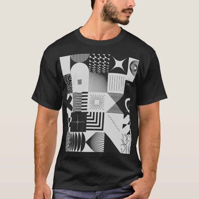 Brutalism Art: Vintage Geometric Patterns T-Shirt (Front)