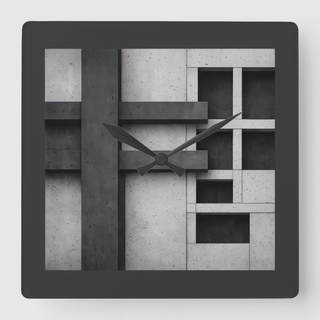 Brutalist Architecture Design Fine Art Cubist Square Wall Clock (Front)