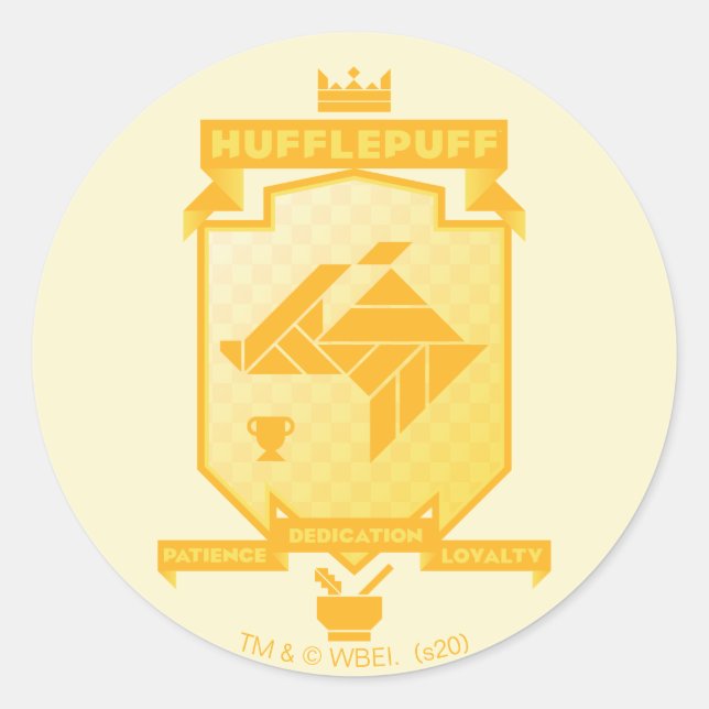 Brutalist HUFFLEPUFF™ Crest Classic Round Sticker (Front)