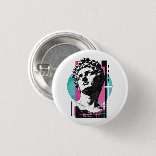 Brutalist Retro Jesus Greek Statue Colossians 2:3 3 Cm Round Badge