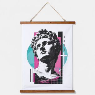 Brutalist Retro Jesus Greek Statue Colossians 2:3 Hanging Tapestry
