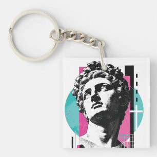 Brutalist Retro Jesus Greek Statue Colossians 2:3 Key Ring