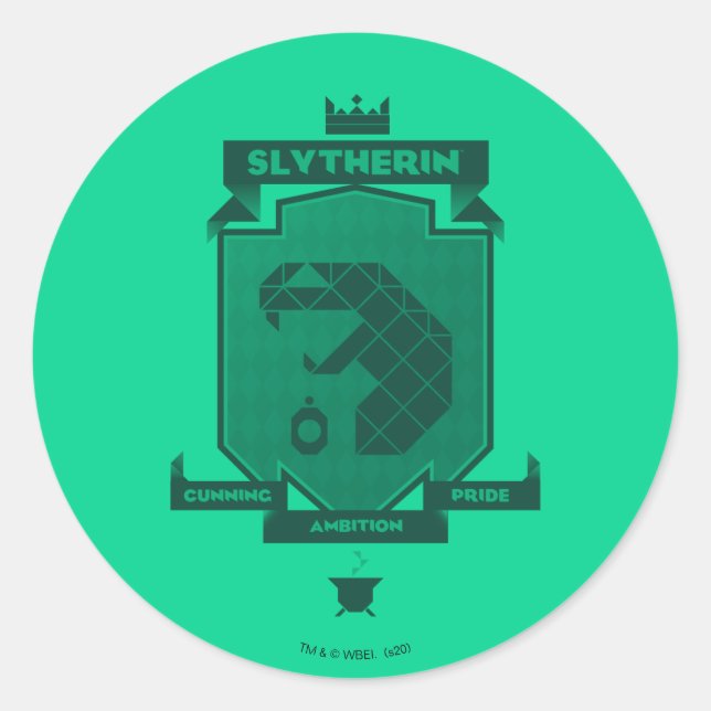 Brutalist SLYTHERIN™ Crest Classic Round Sticker (Front)