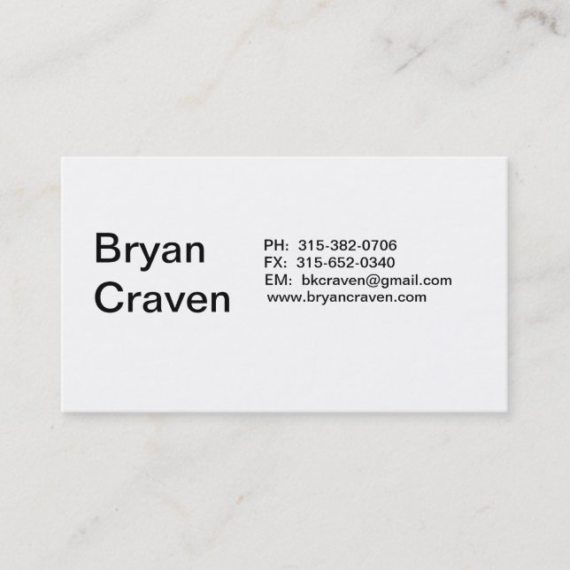 Bryan Craven Business Card (Front)