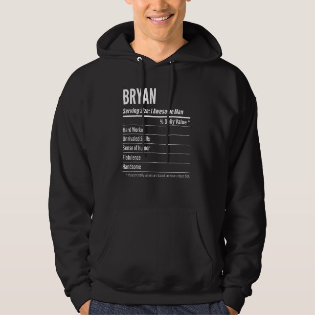 Bryan Serving Size Nutrition Label Calories Hoodie (Front)