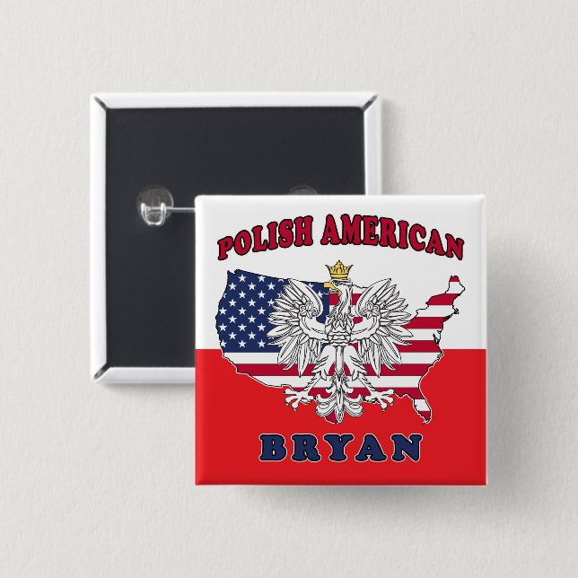Bryan Texas Polish American 15 Cm Square Badge (Front & Back)
