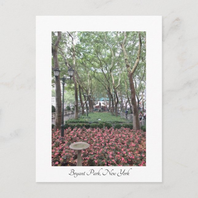 Bryant Park, New York Post Card (Front)