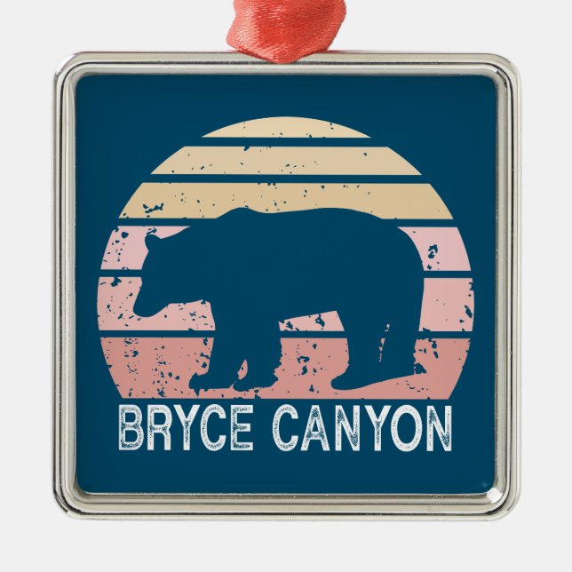 Bryce Canyon National Park Retro Bear Metal Tree Decoration (Front)