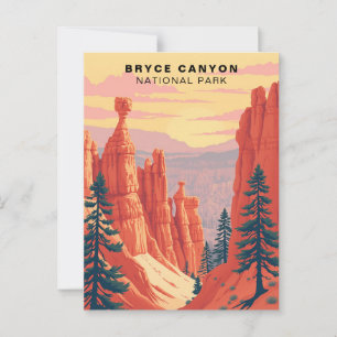 Bryce Canyon National Park Retro USA Postcard
