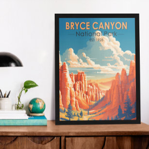 Bryce Canyon National Park Travel Art Vintage Poster