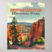 Bryce Canyon National Park Utah Hoodoo Retro