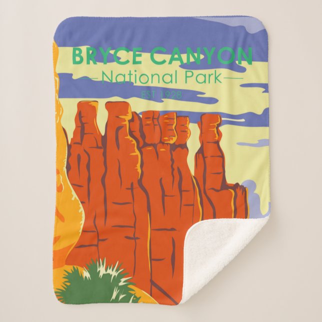  Bryce Canyon National Park Utah Vintage Sherpa Blanket (Front)