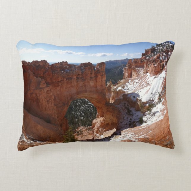 Bryce Canyon Natural Bridge Snowy Landscape Photo Decorative Cushion (Front)