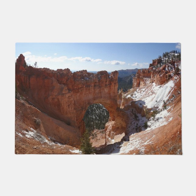 Bryce Canyon Natural Bridge Snowy Landscape Photo Doormat (Front)