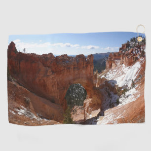 Bryce Canyon Natural Bridge Snowy Landscape Photo Golf Towel